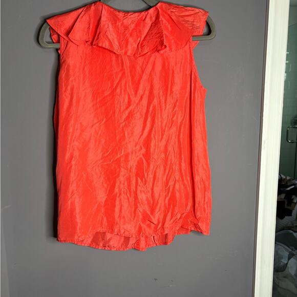 The Limited Bright Pink Sleeveless Button Front Blouse Ruffle Trim Size Small - Picture 5 of 5
